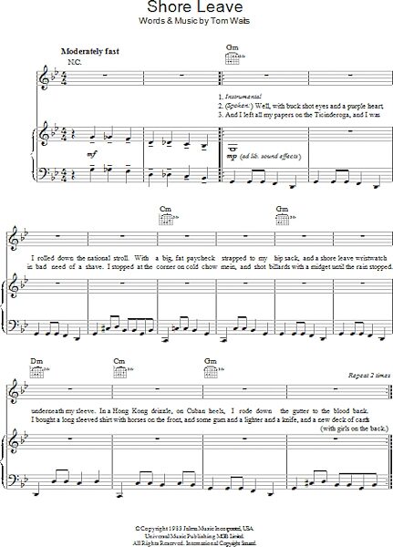 open zoom image for Shore Leave - Piano/Vocal/Guitar, New, Main