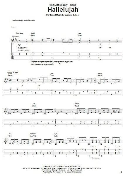 open zoom image for Hallelujah - Guitar TAB, New, Main