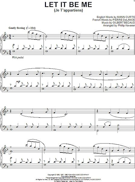 open zoom image for Let It Be Me (Je T'appartiens) - Piano Solo, New, Main