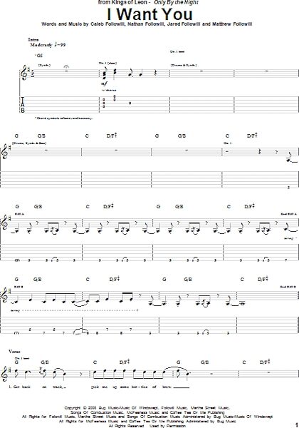 open zoom image for I Want You - Guitar TAB, New, Main
