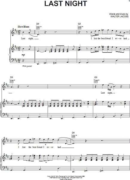 open zoom image for Last Night - Piano/Vocal/Guitar, New, Main