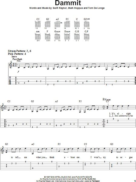 open zoom image for Dammit - Easy Guitar with TAB, New, Main
