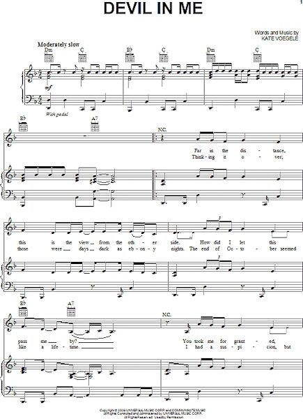 open zoom image for Devil In Me - Piano/Vocal/Guitar, New, Main