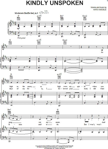 open zoom image for Kindly Unspoken - Piano/Vocal/Guitar, New, Main