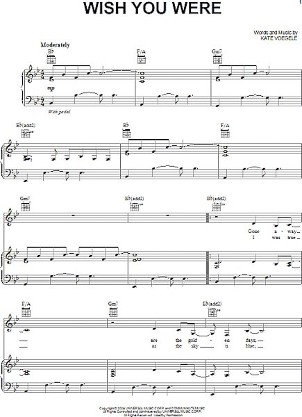 open zoom image for Wish You Were - Piano/Vocal/Guitar, New, Main