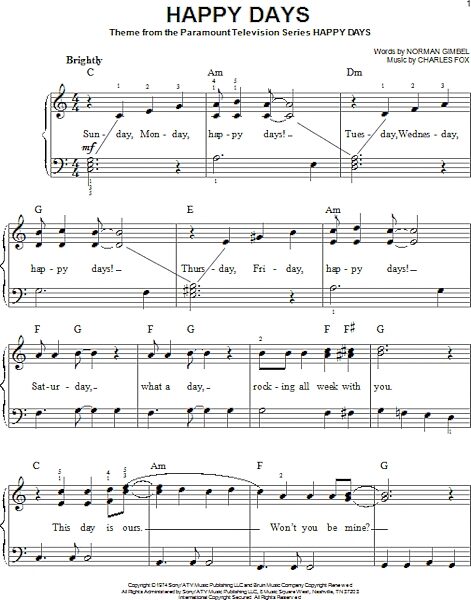 open zoom image for Happy Days - Easy Piano, New, Main