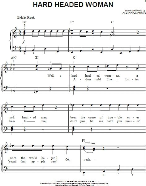 open zoom image for Hard Headed Woman - Easy Piano, New, Main