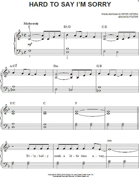 open zoom image for Hard To Say I'm Sorry - Easy Piano, New, Main