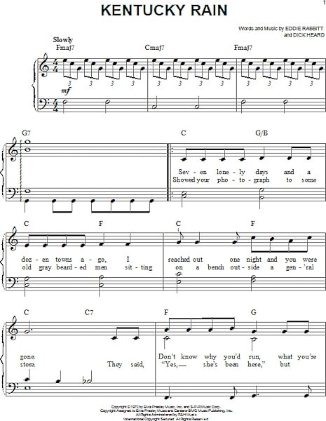open zoom image for Kentucky Rain - Easy Piano, New, Main