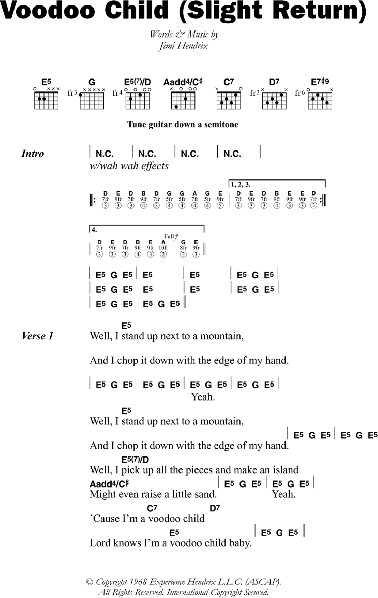 open zoom image for Voodoo Child (Slight Return) - Guitar Chords/Lyrics, New, Main