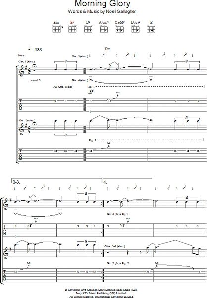 open zoom image for Morning Glory - Guitar TAB, New, Main