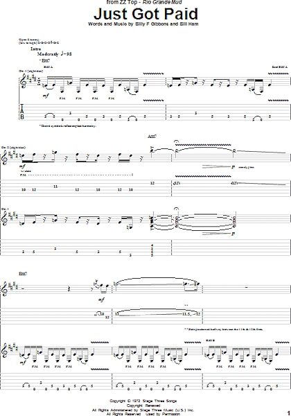 open zoom image for Just Got Paid - Guitar TAB, New, Main