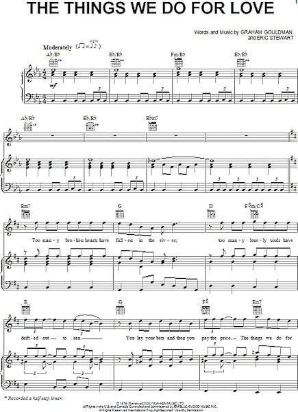 open zoom image for Things We Do For Love - Piano/Vocal/Guitar, New, Main