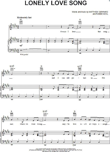 open zoom image for Lonely Love Song - Piano/Vocal/Guitar, New, Main