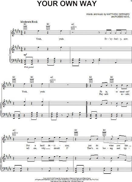 open zoom image for Your Own Way - Piano/Vocal/Guitar, New, Main