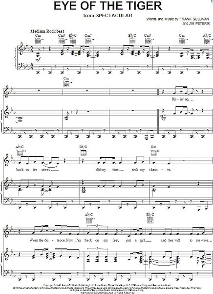 open zoom image for Eye Of The Tiger - Piano/Vocal/Guitar, New, Main