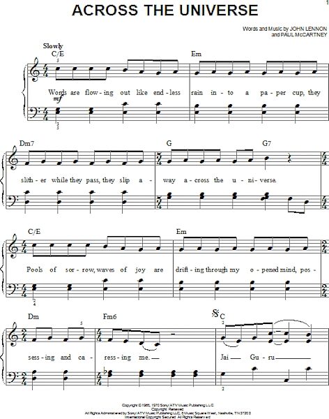 open zoom image for Across The Universe - Easy Piano, New, Main