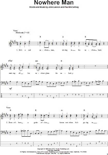 open zoom image for Nowhere Man - Bass Tab, New, Main