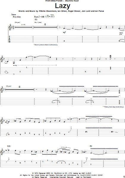 open zoom image for Lazy - Guitar TAB, New, Main