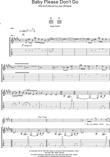 open zoom image for Baby, Please Don't Go - Guitar TAB, New, Main