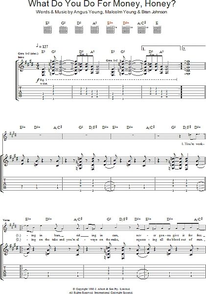 open zoom image for What Do You Do For Money, Honey? - Guitar TAB, New, Main