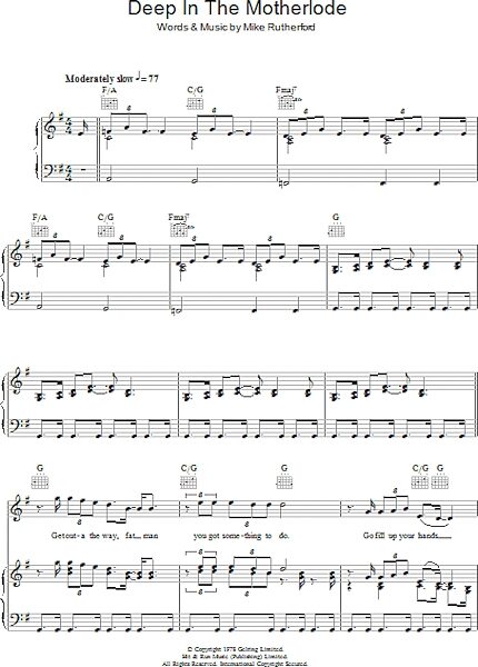 open zoom image for Deep In The Motherlode - Piano/Vocal/Guitar, New, Main