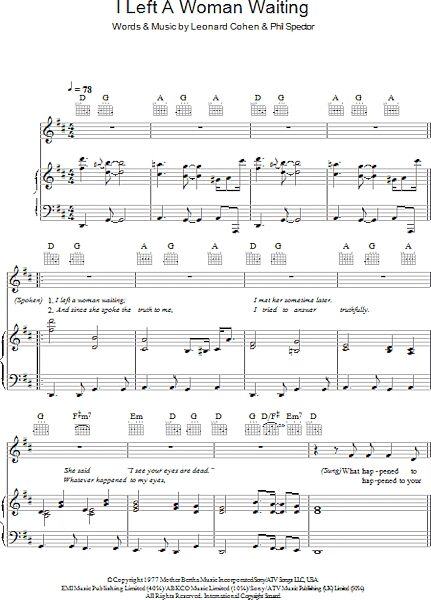 open zoom image for I Left A Woman Waiting - Piano/Vocal/Guitar, New, Main