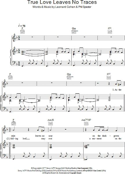 open zoom image for True Love Leaves No Traces - Piano/Vocal/Guitar, New, Main
