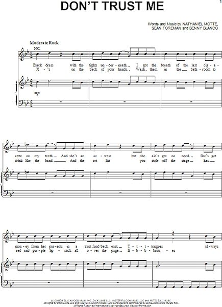 open zoom image for Don't Trust Me - Piano/Vocal/Guitar, New, Main