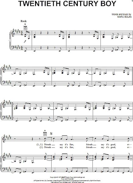 open zoom image for Twentieth Century Boy - Piano/Vocal/Guitar, New, Main