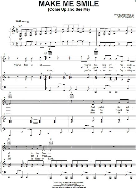 open zoom image for Make Me Smile (Come Up And See Me) - Piano/Vocal/Guitar, New, Main