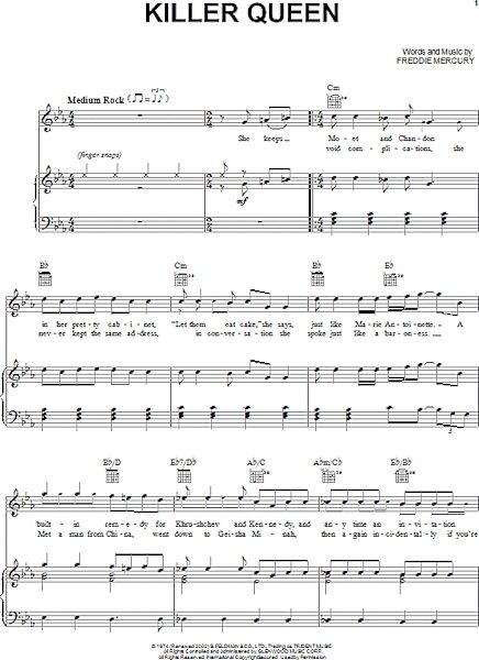 open zoom image for Killer Queen - Piano/Vocal/Guitar, New, Main