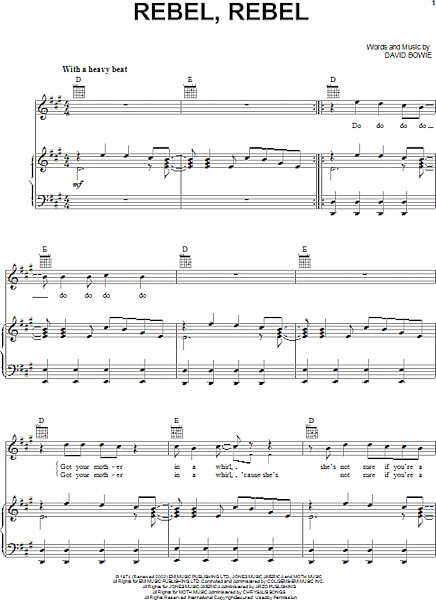 open zoom image for Rebel, Rebel - Piano/Vocal/Guitar, New, Main