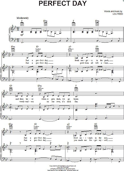 open zoom image for Perfect Day - Piano/Vocal/Guitar, New, Main
