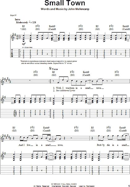 open zoom image for Small Town - Guitar Tab Play-Along, New, Main