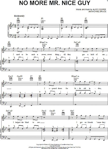 open zoom image for No More Mr. Nice Guy - Piano/Vocal/Guitar, New, Main