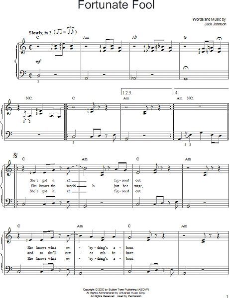 open zoom image for Fortunate Fool - Easy Piano, New, Main