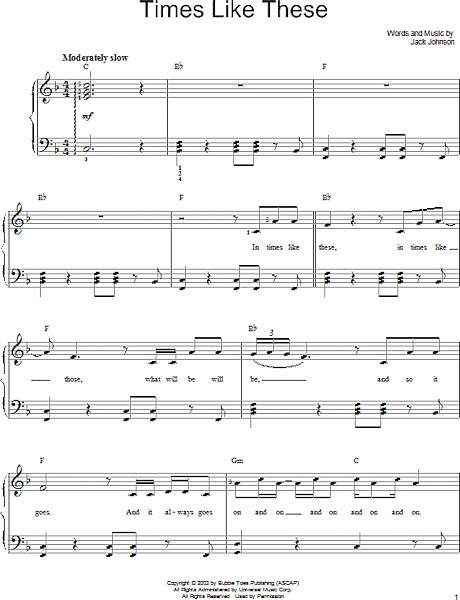 open zoom image for Times Like These - Easy Piano, New, Main