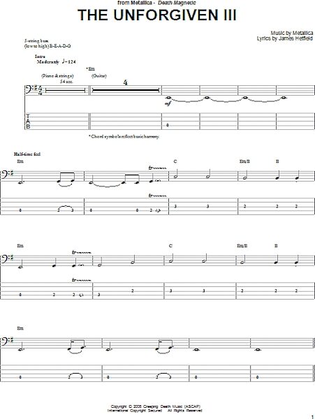 open zoom image for The Unforgiven III - Bass Tab, New, Main