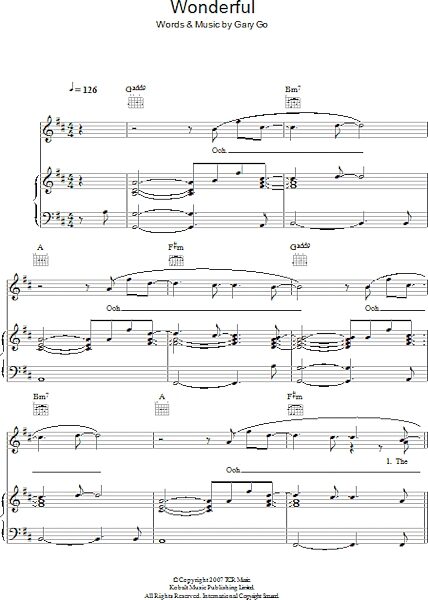 open zoom image for Wonderful - Piano/Vocal/Guitar, New, Main