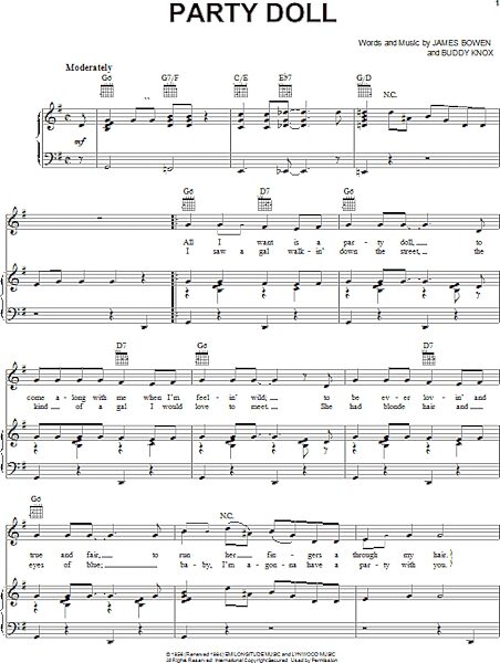 open zoom image for Party Doll - Piano/Vocal/Guitar, New, Main