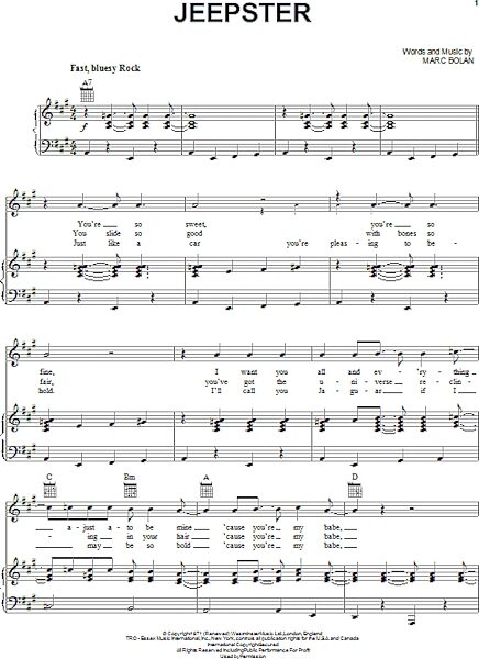 open zoom image for Jeepster - Piano/Vocal/Guitar, New, Main
