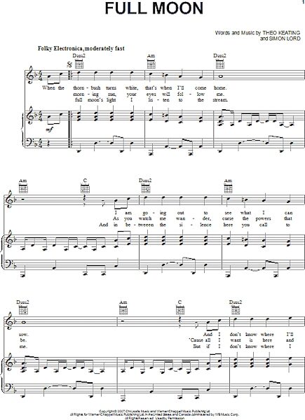 open zoom image for Full Moon - Piano/Vocal/Guitar, New, Main