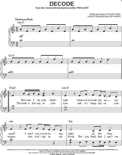 open zoom image for Decode - Easy Piano, New, Main