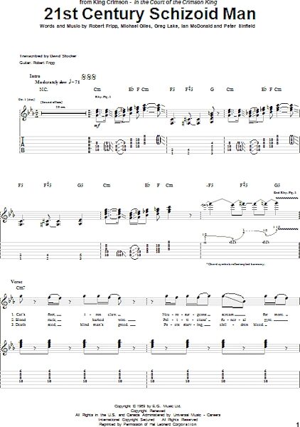 open zoom image for 21st Century Schizoid Man - Guitar TAB, New, Main