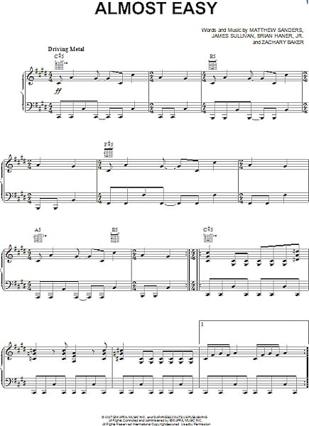 open zoom image for Almost Easy - Piano/Vocal/Guitar, New, Main