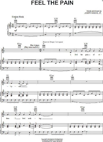 open zoom image for Feel The Pain - Piano/Vocal/Guitar, New, Main
