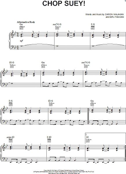 open zoom image for Chop Suey! - Piano/Vocal/Guitar, New, Main