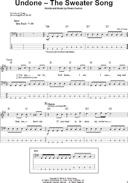 open zoom image for Undone - The Sweater Song - Bass Tab, New, Main
