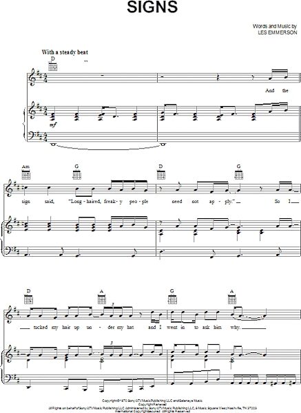 open zoom image for Signs - Piano/Vocal/Guitar, New, Main